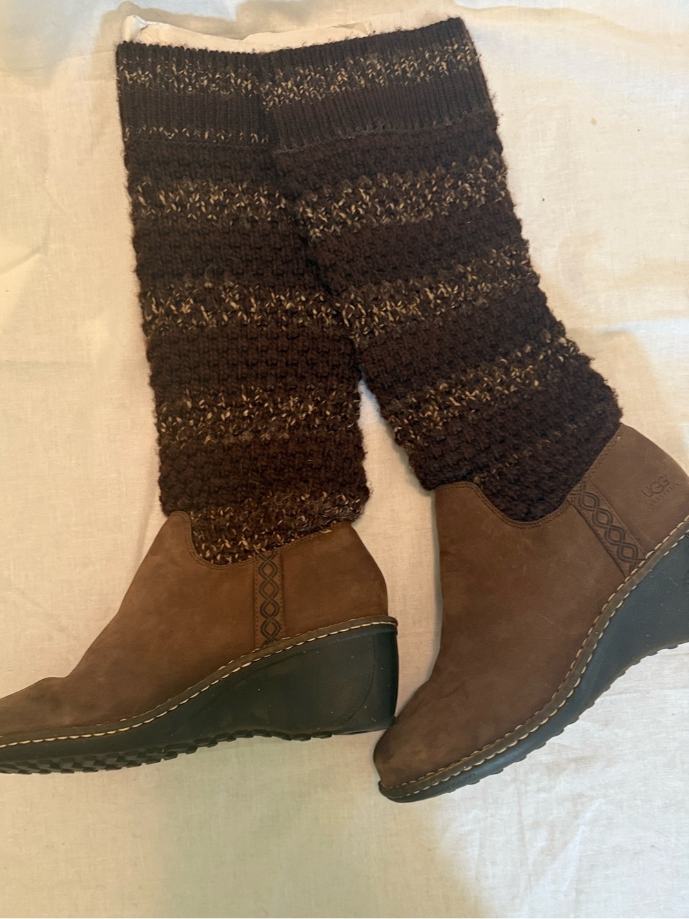 UGG Brown Knit-Shaft Boots